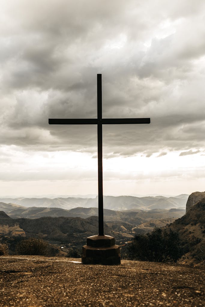 Black Cross on Top of Mountain